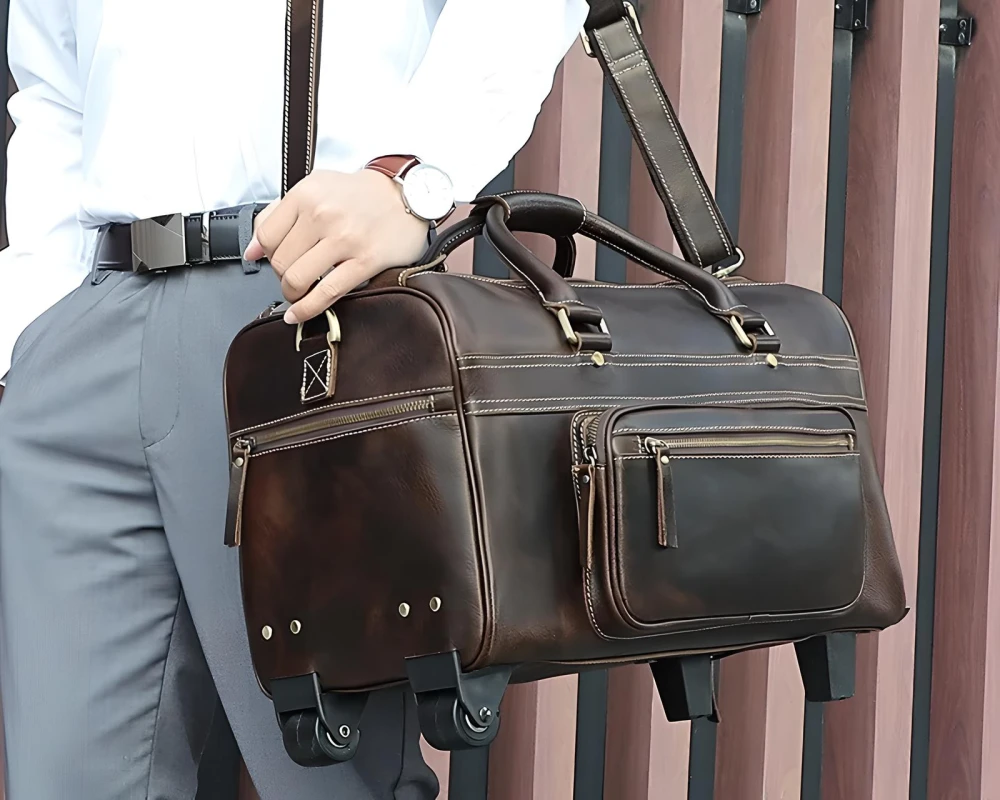 leather carry on suitcase